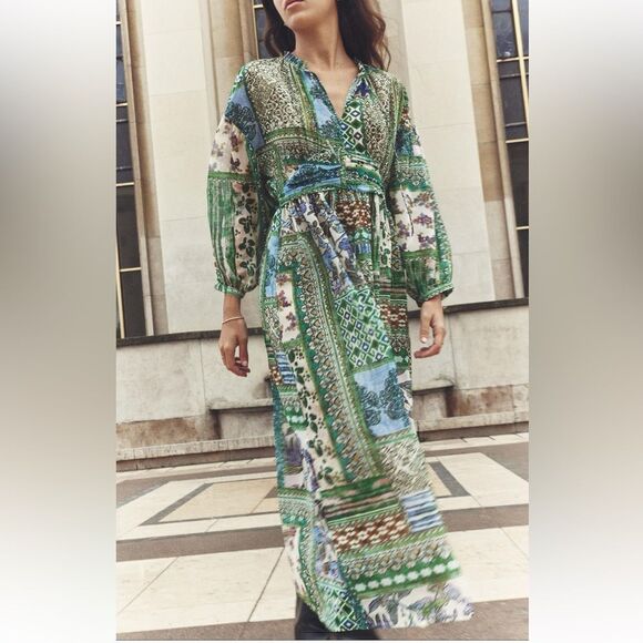 Zara patchwork print dress size Large - Picture 1 of 9